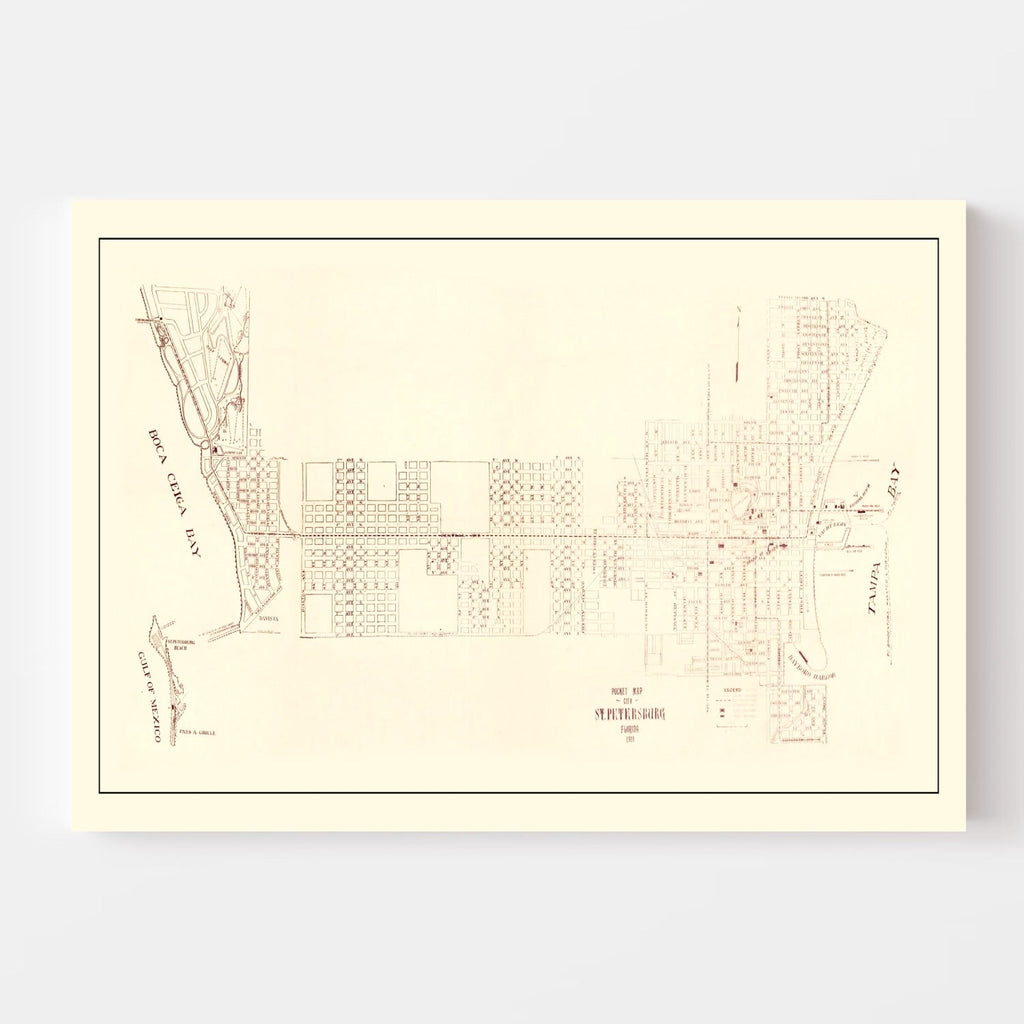 Vintage Map of St. Petersburg, Florida 1918