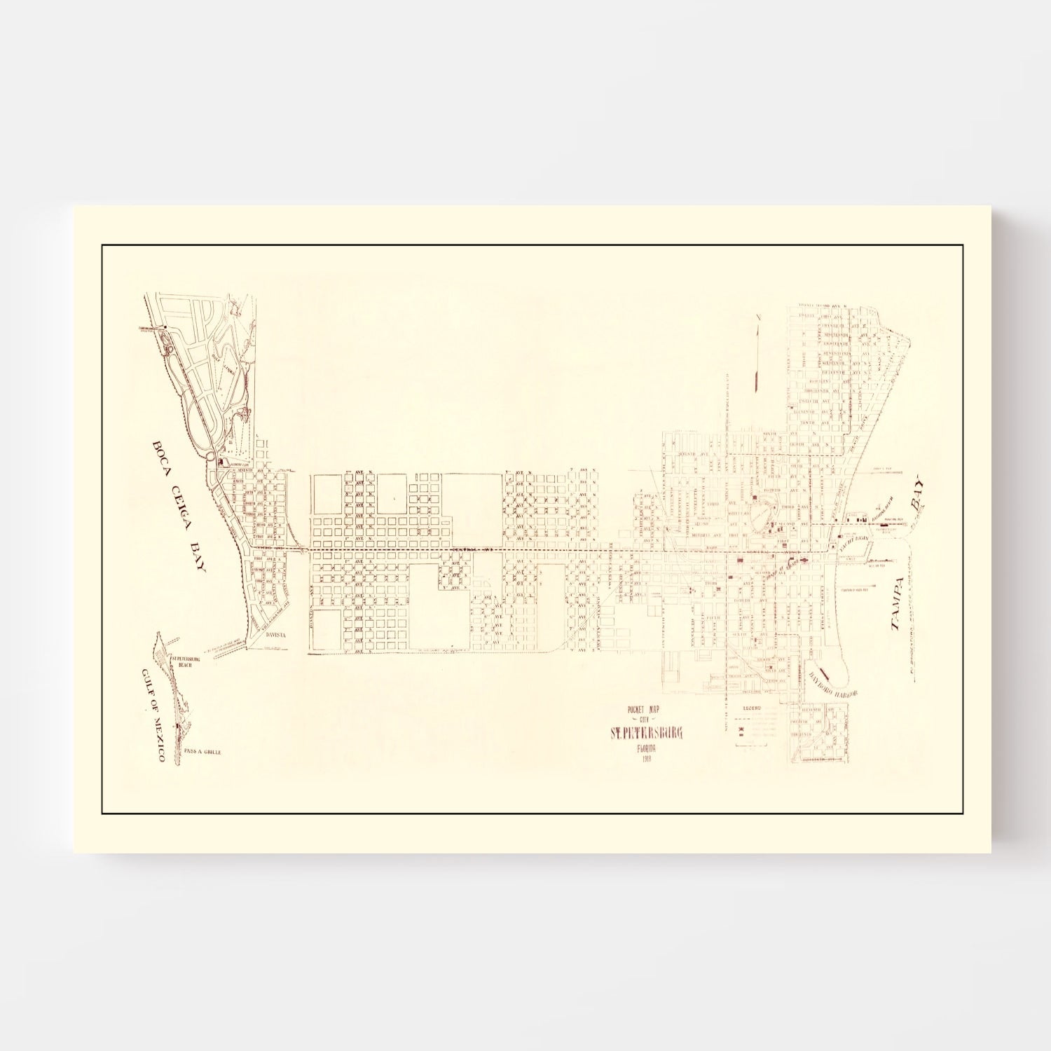 Vintage Map of St. Petersburg, Florida 1918