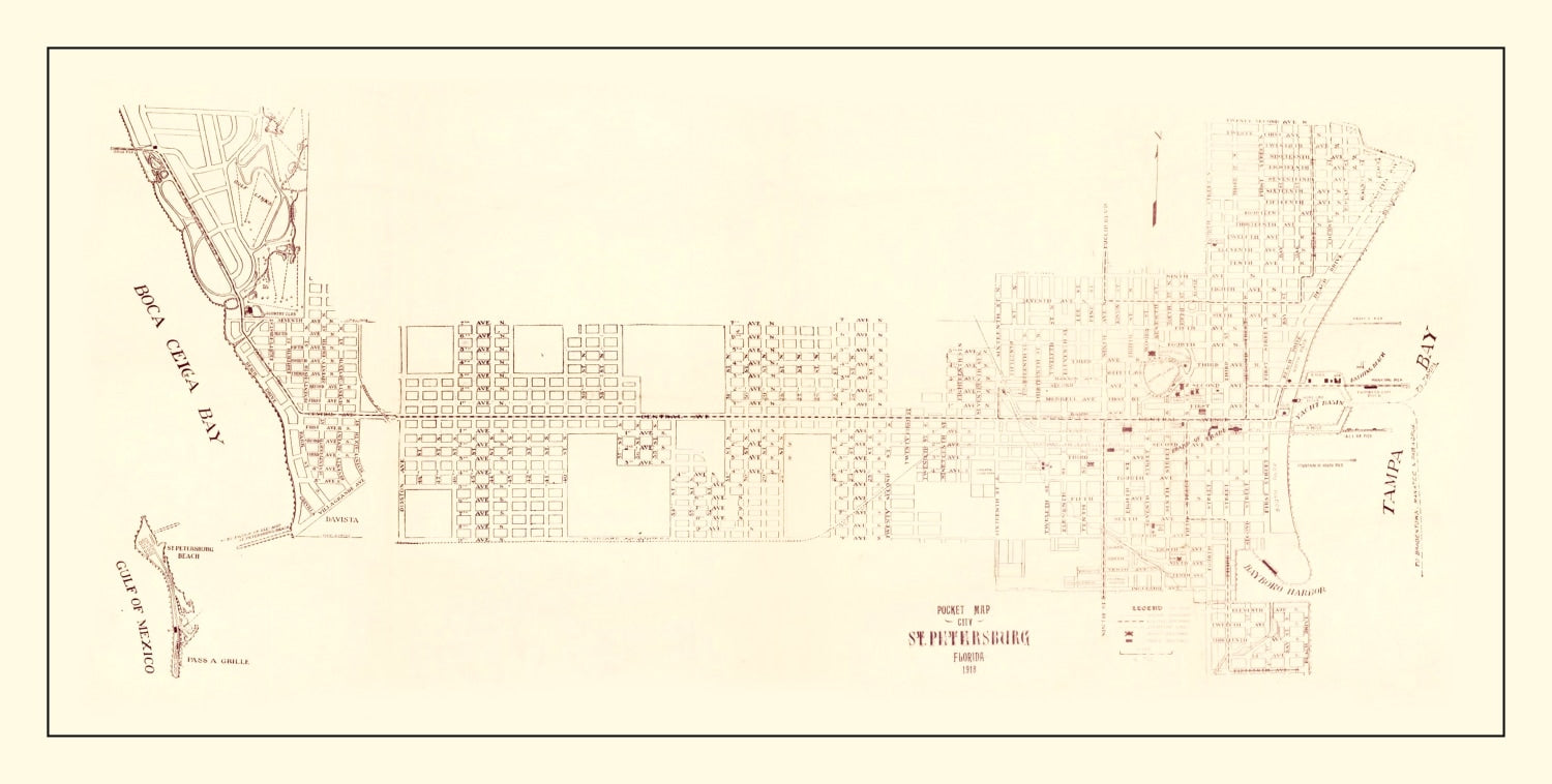 Vintage Map of St. Petersburg, Florida 1918