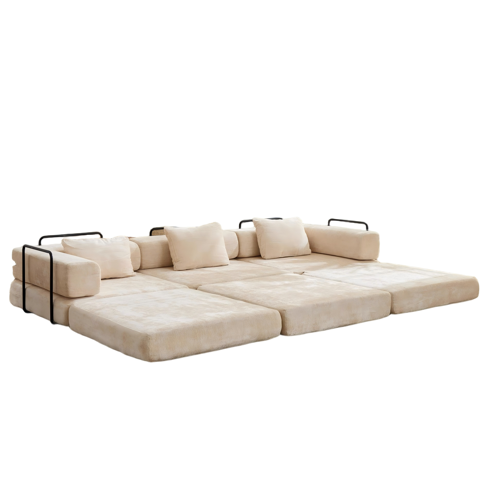 Compression Sofa,Convertible Floor Sofa Bed with Fixed-Shape Frame, Boneless Modular Sectional Sofa,No Assembly Required,Chenille fabric,for Living Room Bedroom,Beige