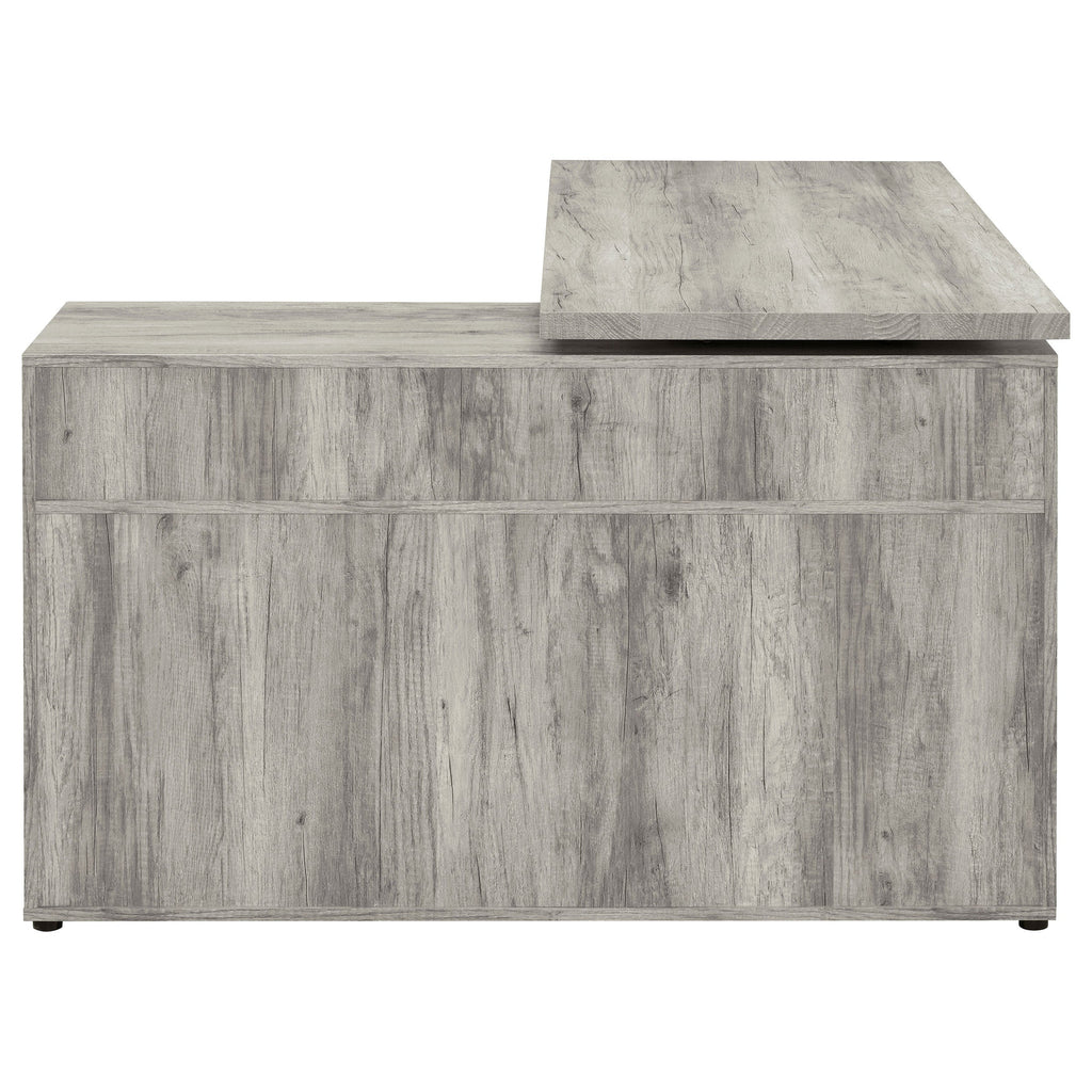 Corrado Grey Driftwood L-shape Office Desk with Storage