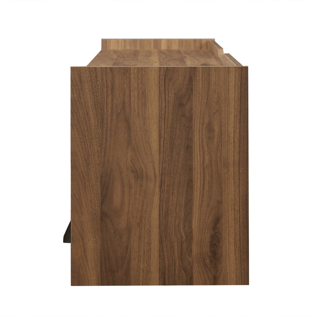 Mirod Modern TV Stand with Ample Storage,4 Drawer Design with Tempered Glass ,Built-in Charging Ports and Ambient LED Lighting ,Versatile for Any Decor Style