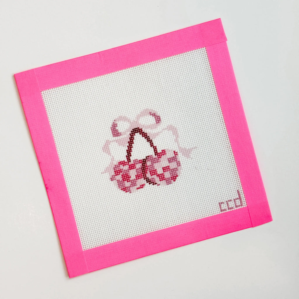 Cotswold Co Designs - Disco Cherries Coquette Needlepoint Canvas, 18 mesh, 3”