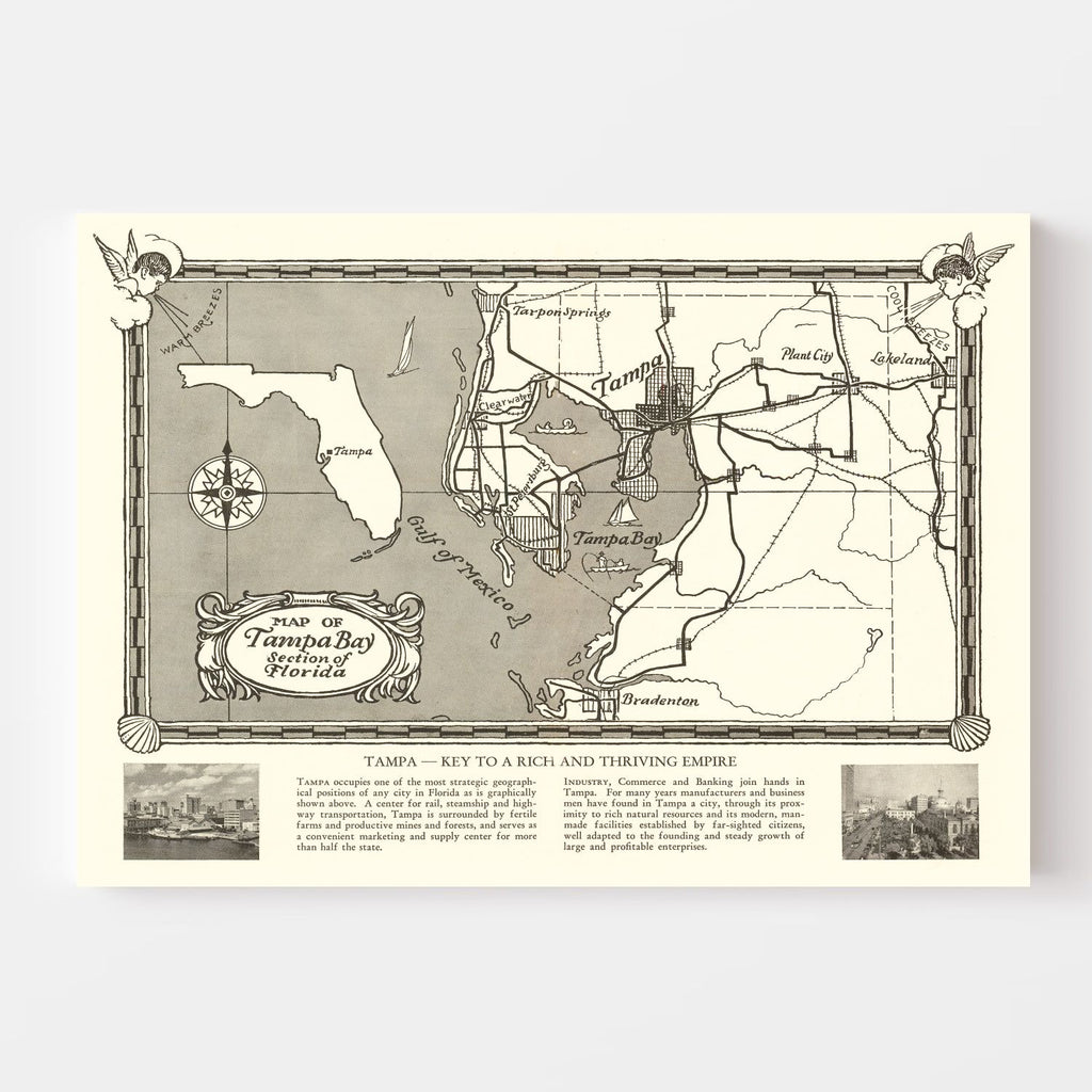 Vintage Map of Tampa, Florida 1928
