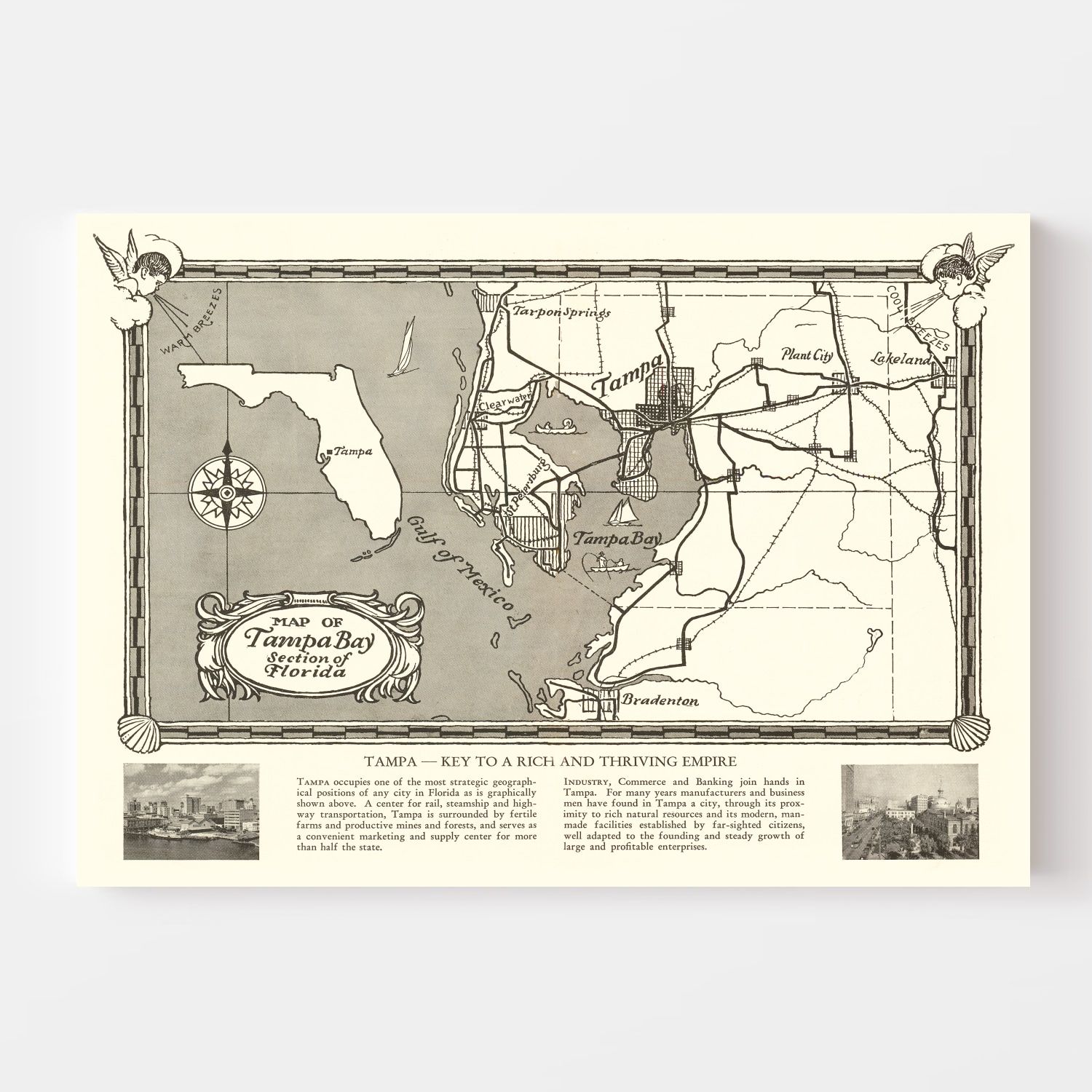 Vintage Map of Tampa, Florida 1928