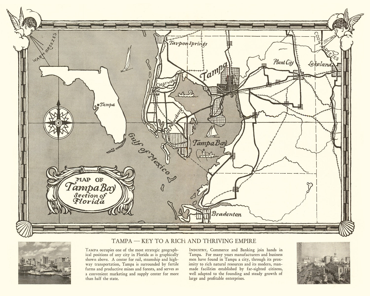 Vintage Map of Tampa, Florida 1928