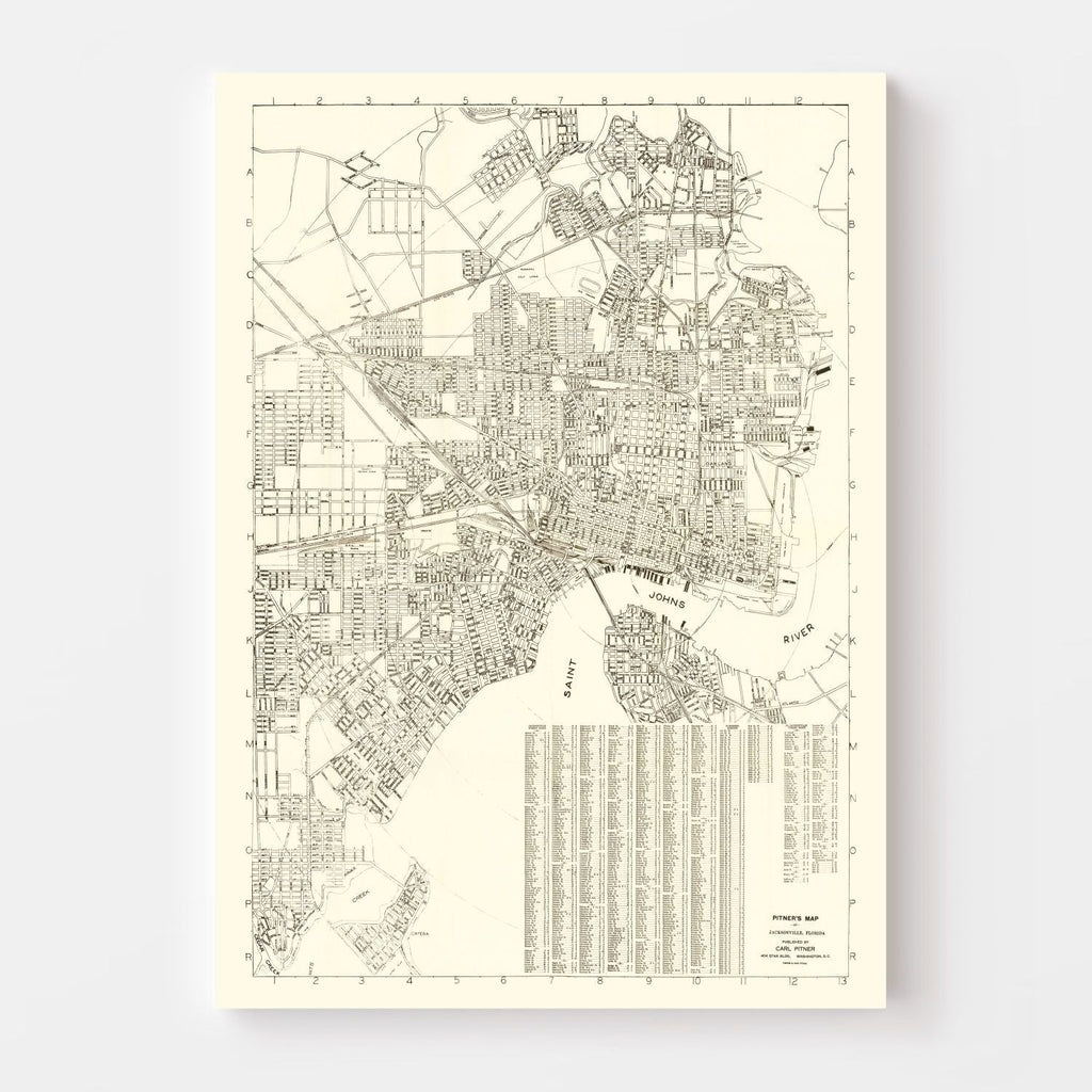 Vintage Map of Jacksonville, Florida 1929
