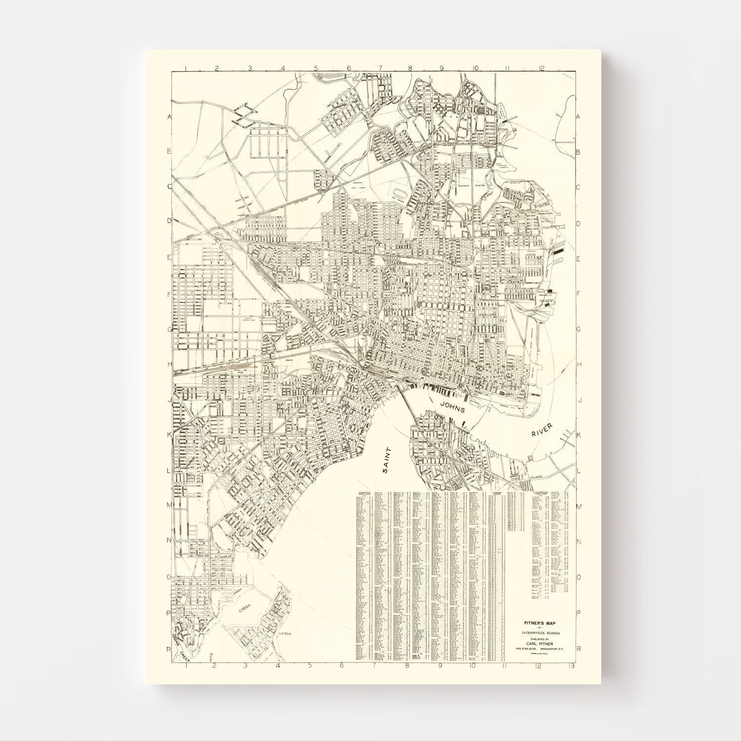 Vintage Map of Jacksonville, Florida 1929