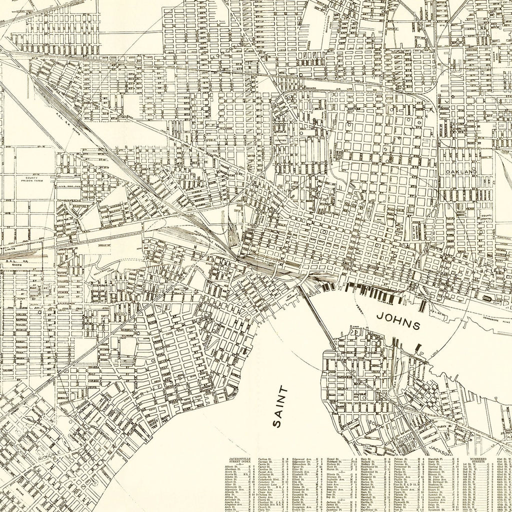 Vintage Map of Jacksonville, Florida 1929
