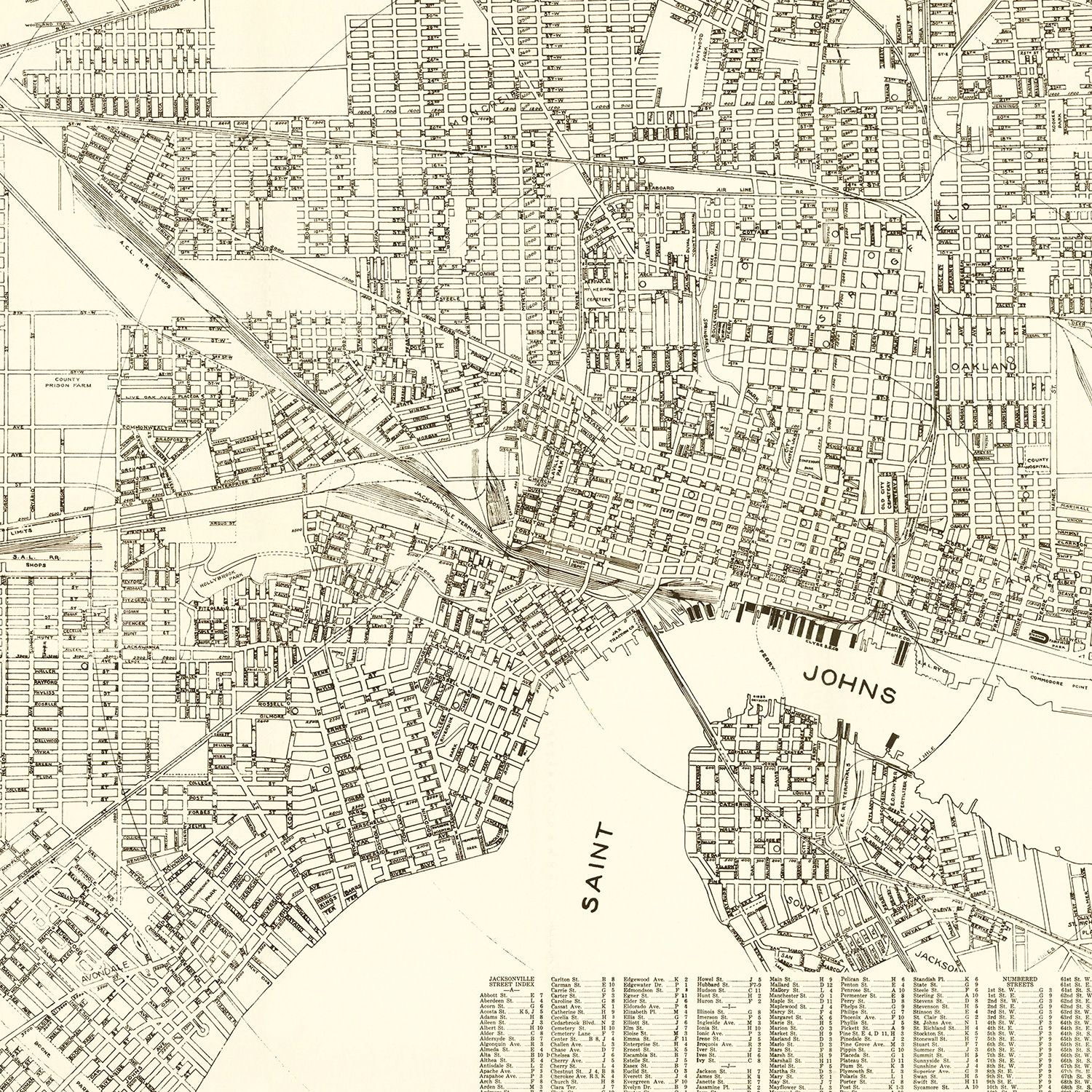 Vintage Map of Jacksonville, Florida 1929