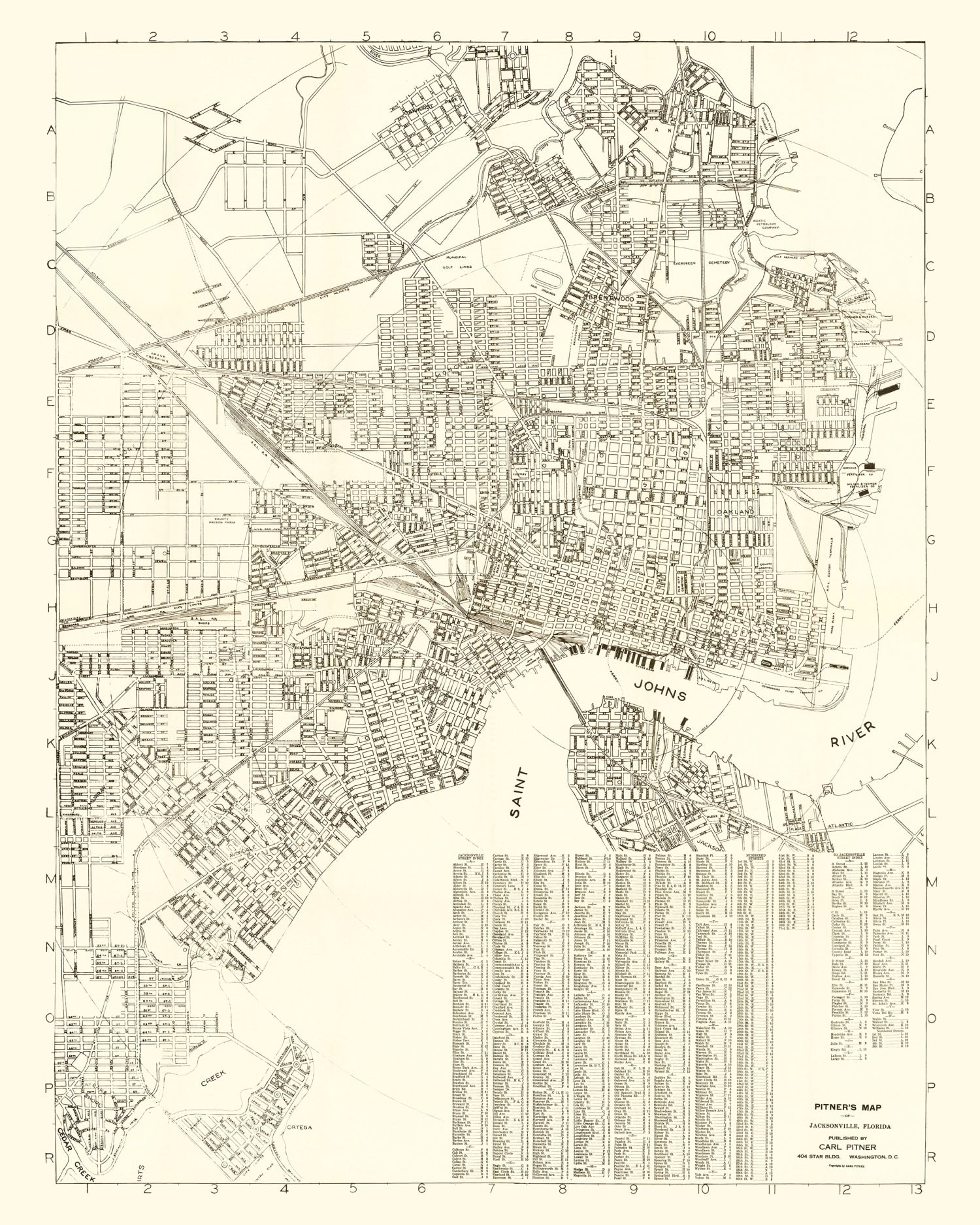 Vintage Map of Jacksonville, Florida 1929