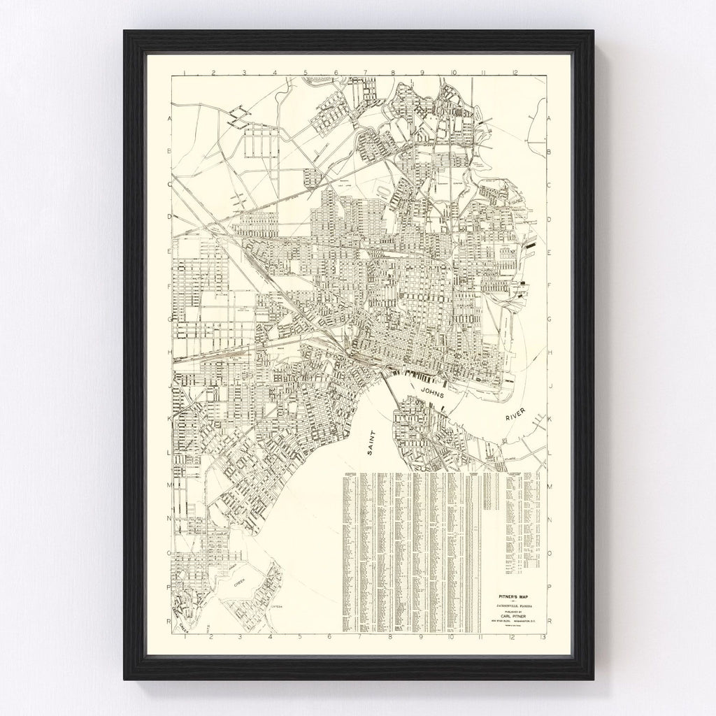 Vintage Map of Jacksonville, Florida 1929