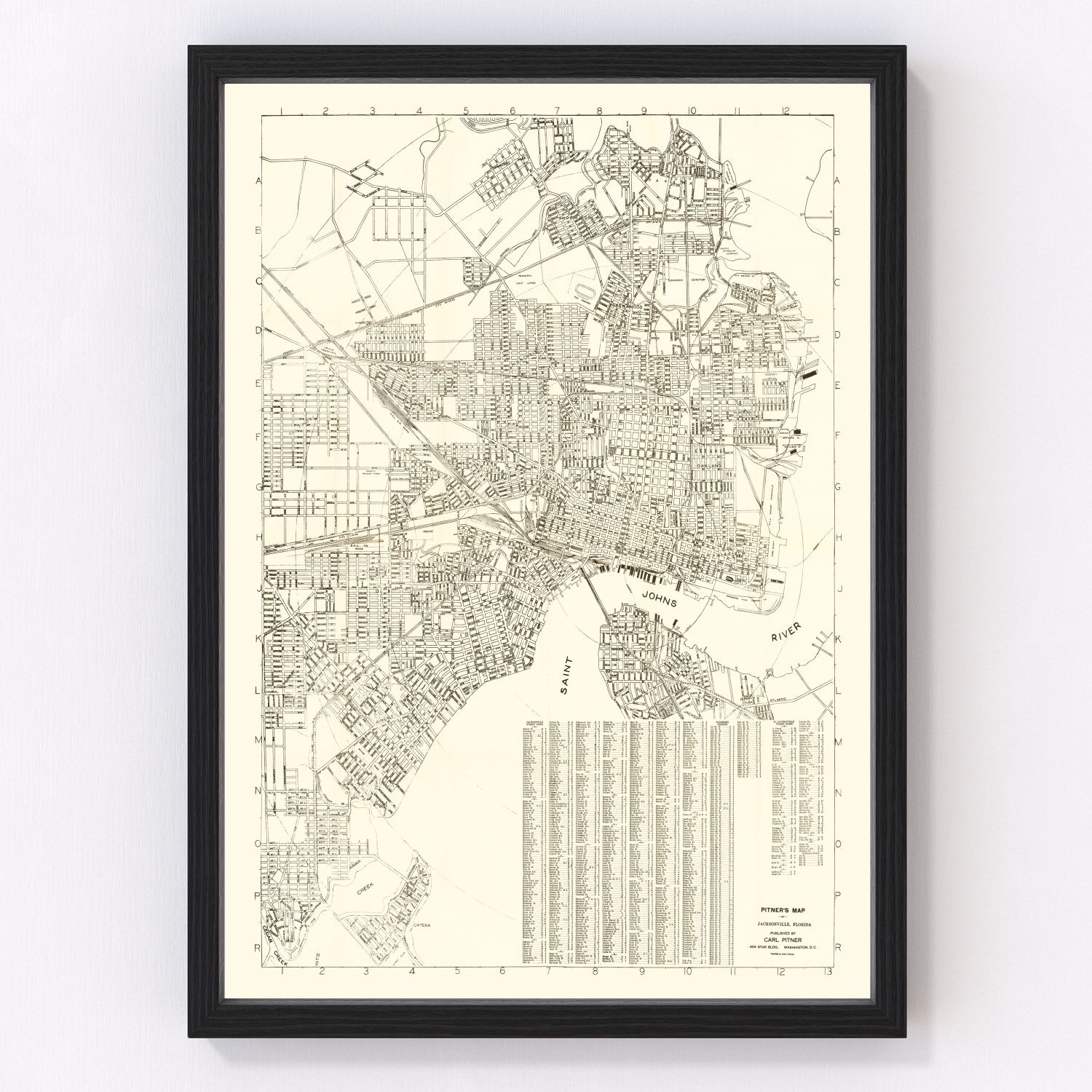 Vintage Map of Jacksonville, Florida 1929