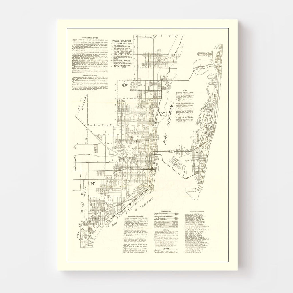 Vintage Map of Miami, Florida 1929