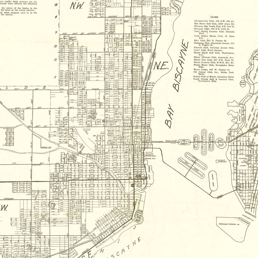 Vintage Map of Miami, Florida 1929