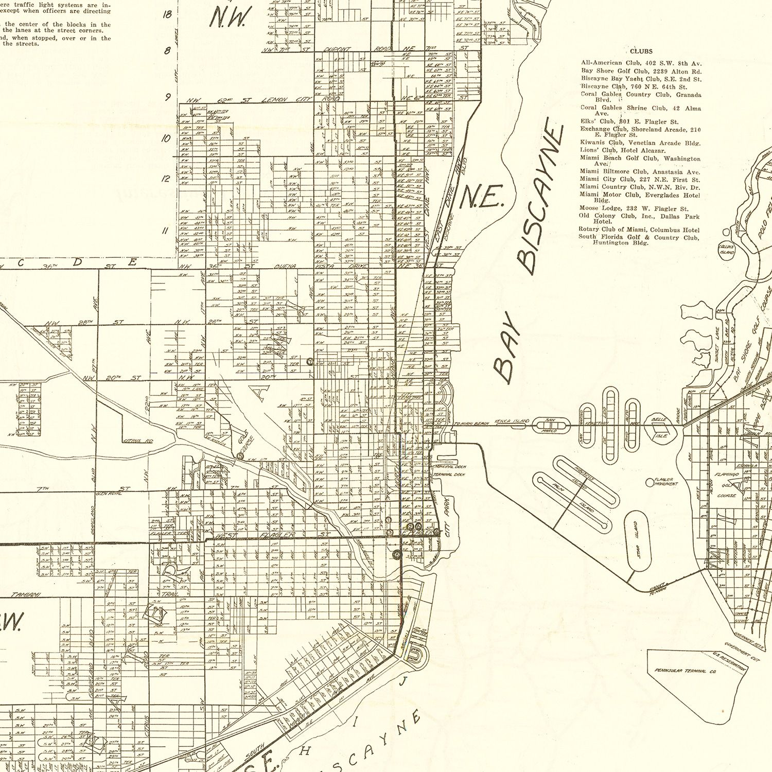 Vintage Map of Miami, Florida 1929