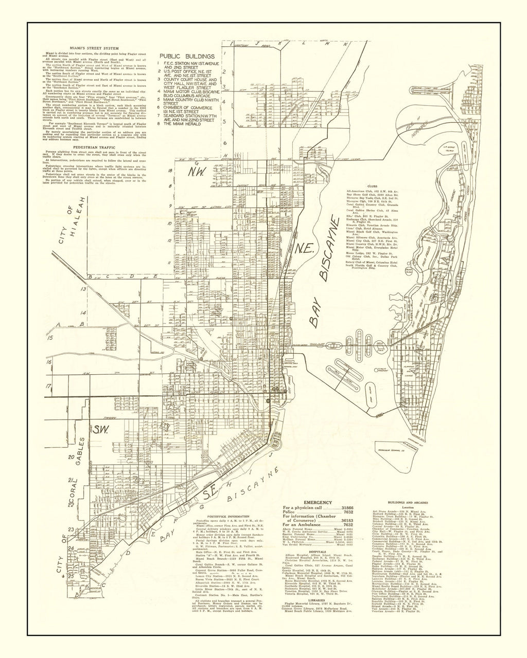 Vintage Map of Miami, Florida 1929