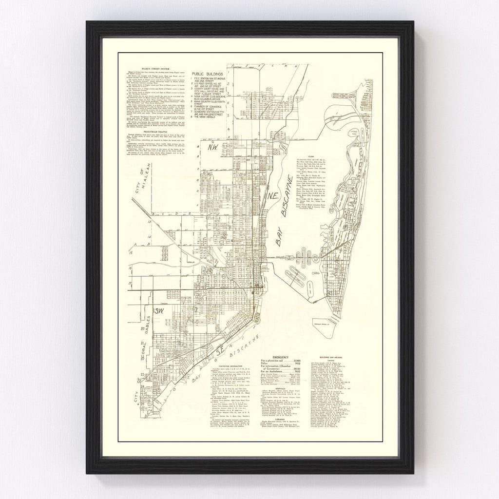 Vintage Map of Miami, Florida 1929