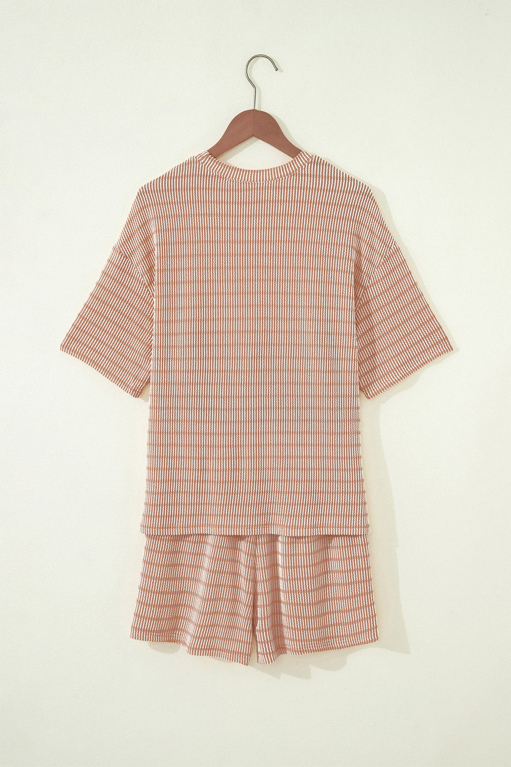 Stripe Corded Knit Tee & Drawstring Short Set