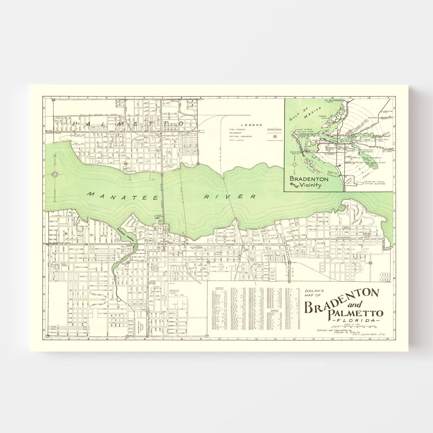 Vintage Map of Bradenton, Florida 1940