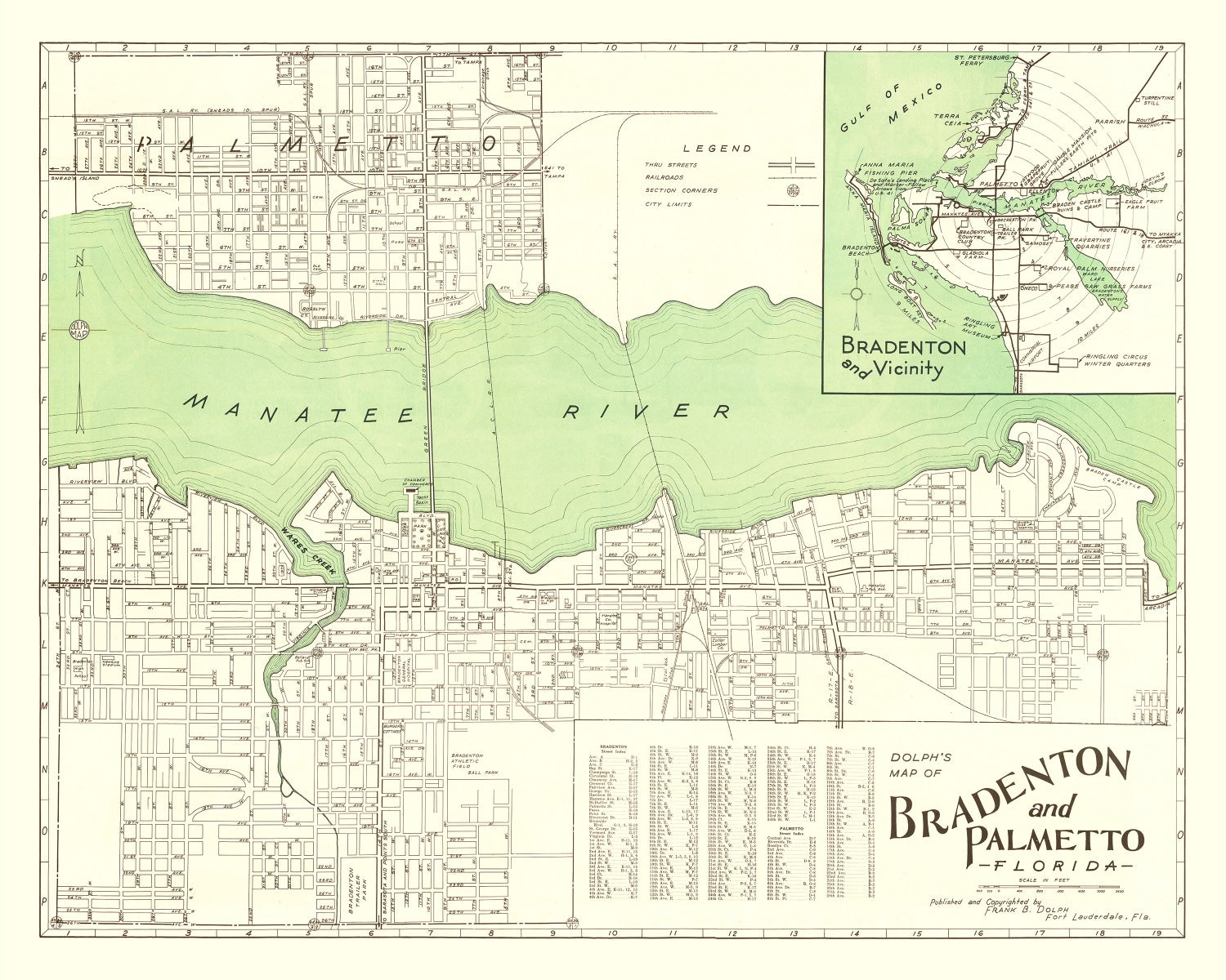 Vintage Map of Bradenton, Florida 1940