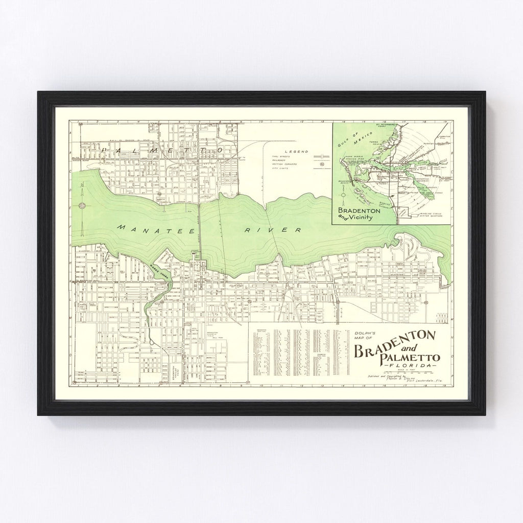 Vintage Map of Bradenton, Florida 1940