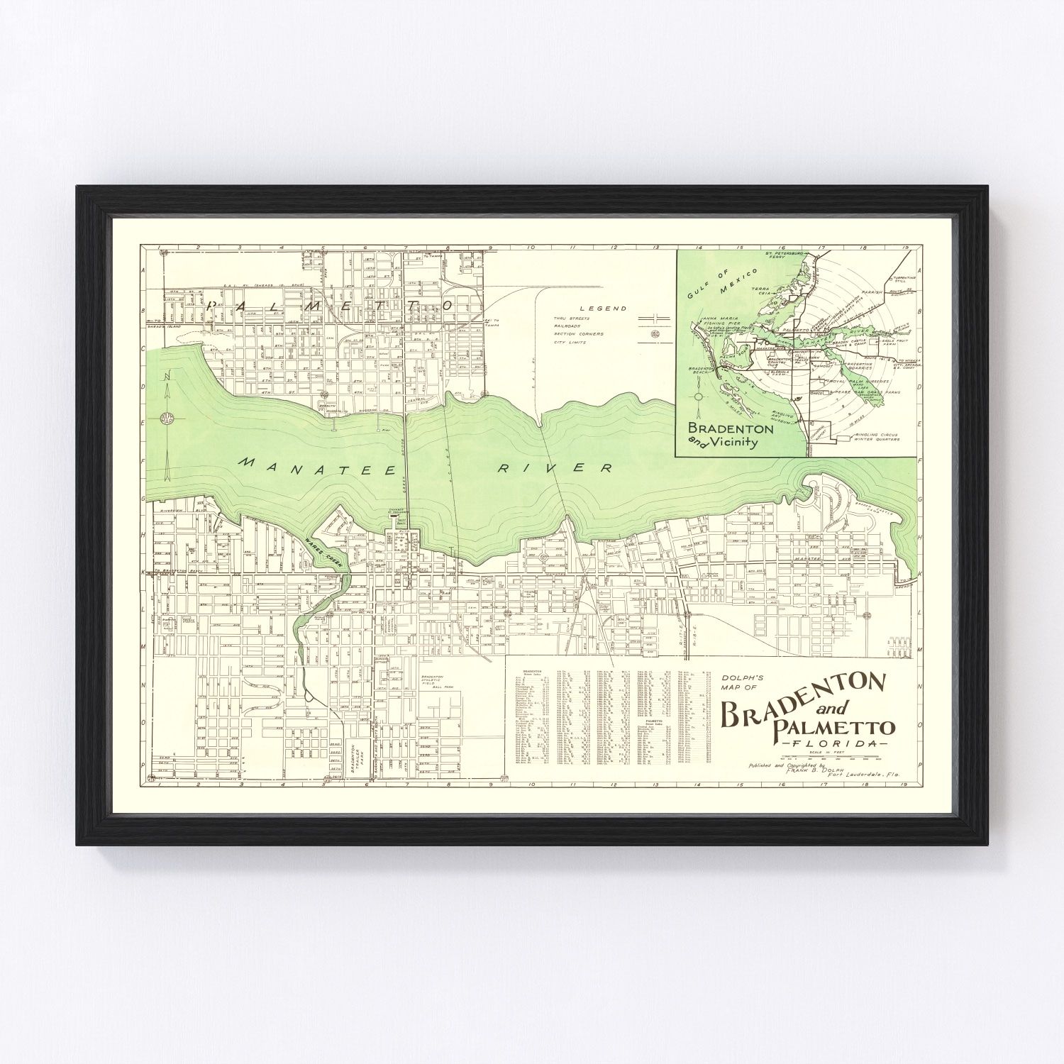 Vintage Map of Bradenton, Florida 1940