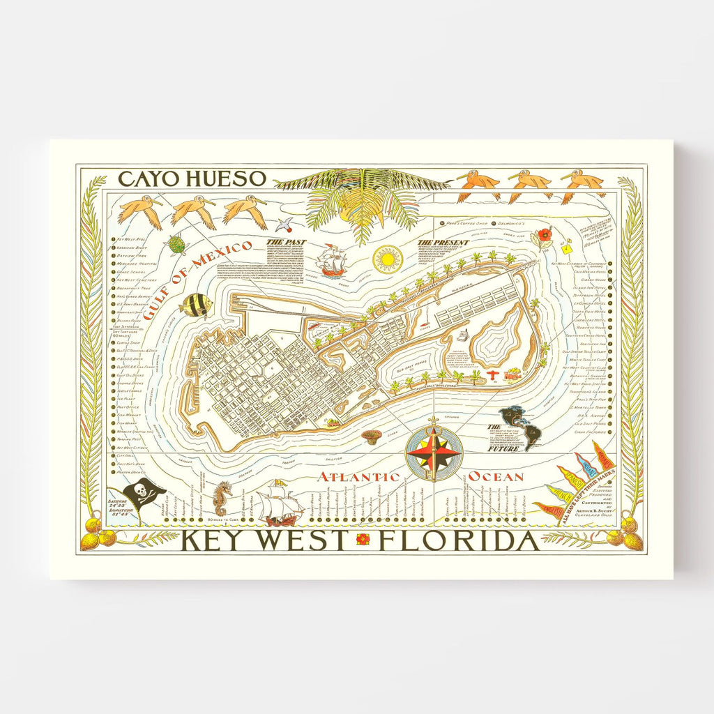 Vintage Map of Key West, Florida 1940
