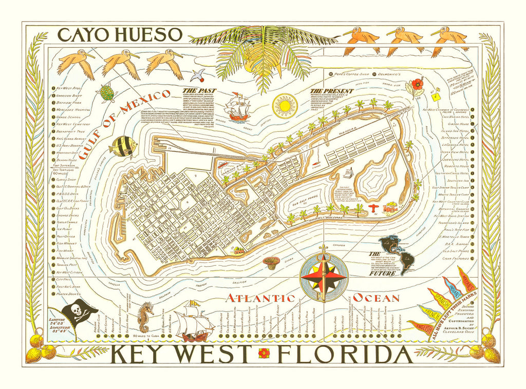 Vintage Map of Key West, Florida 1940