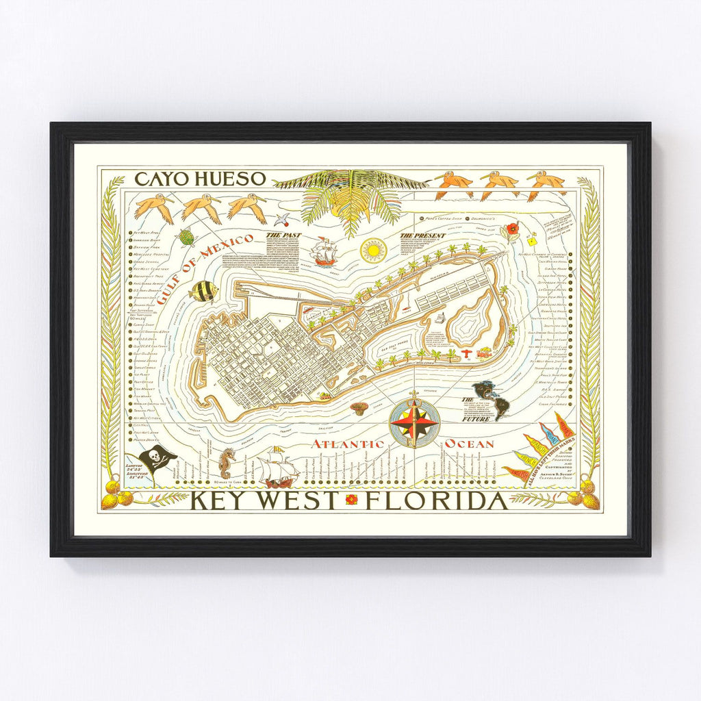 Vintage Map of Key West, Florida 1940