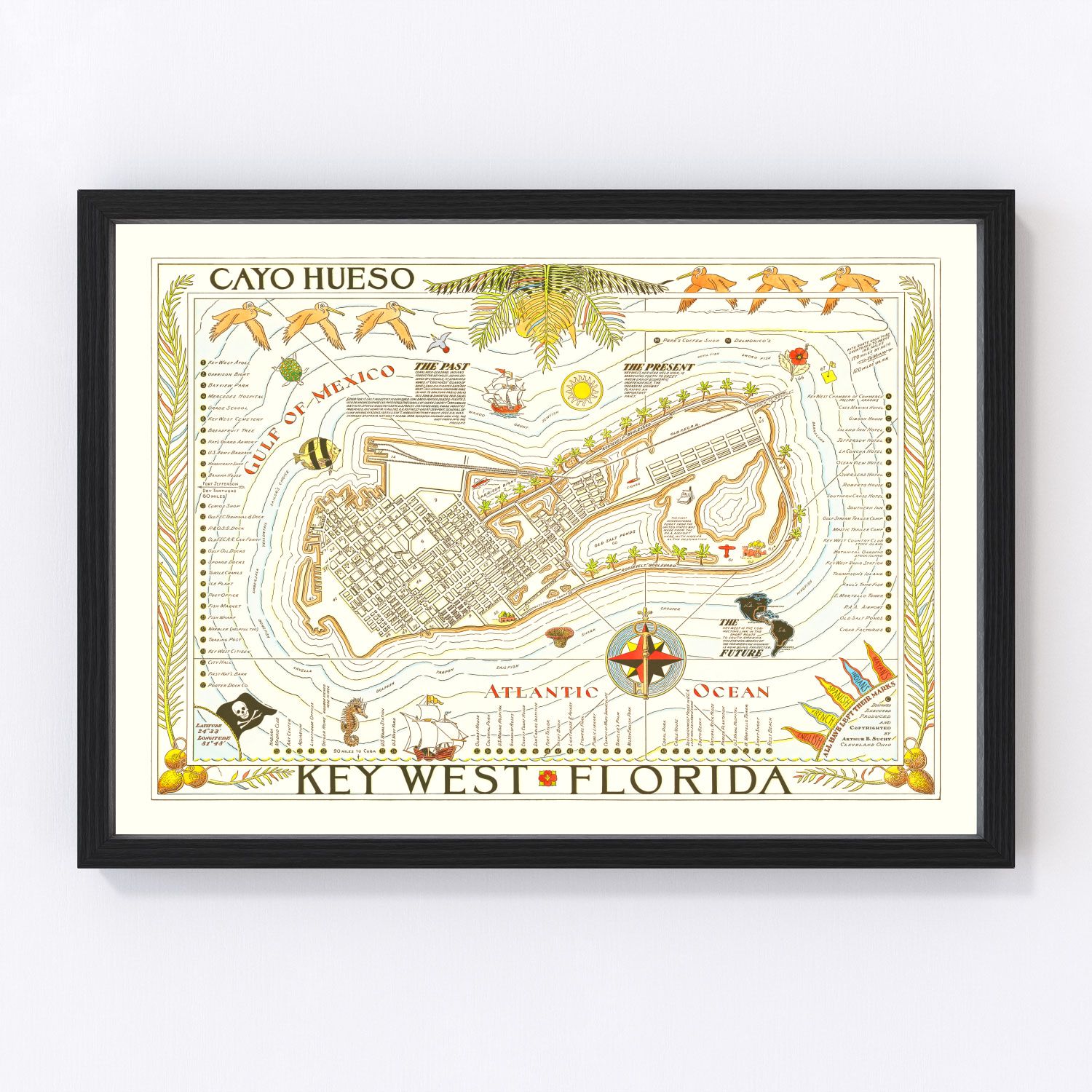 Vintage Map of Key West, Florida 1940