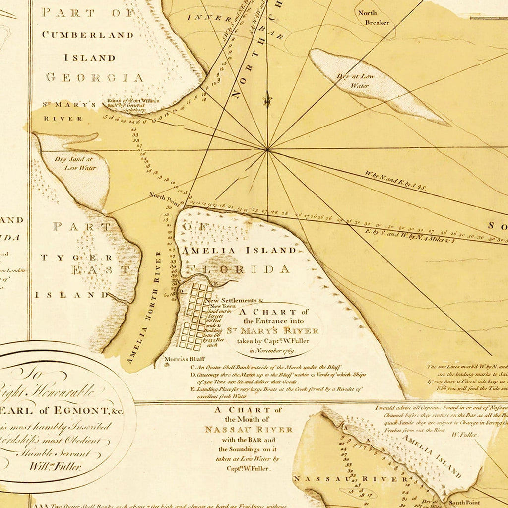 Vintage Map of Amelia Island, 1770