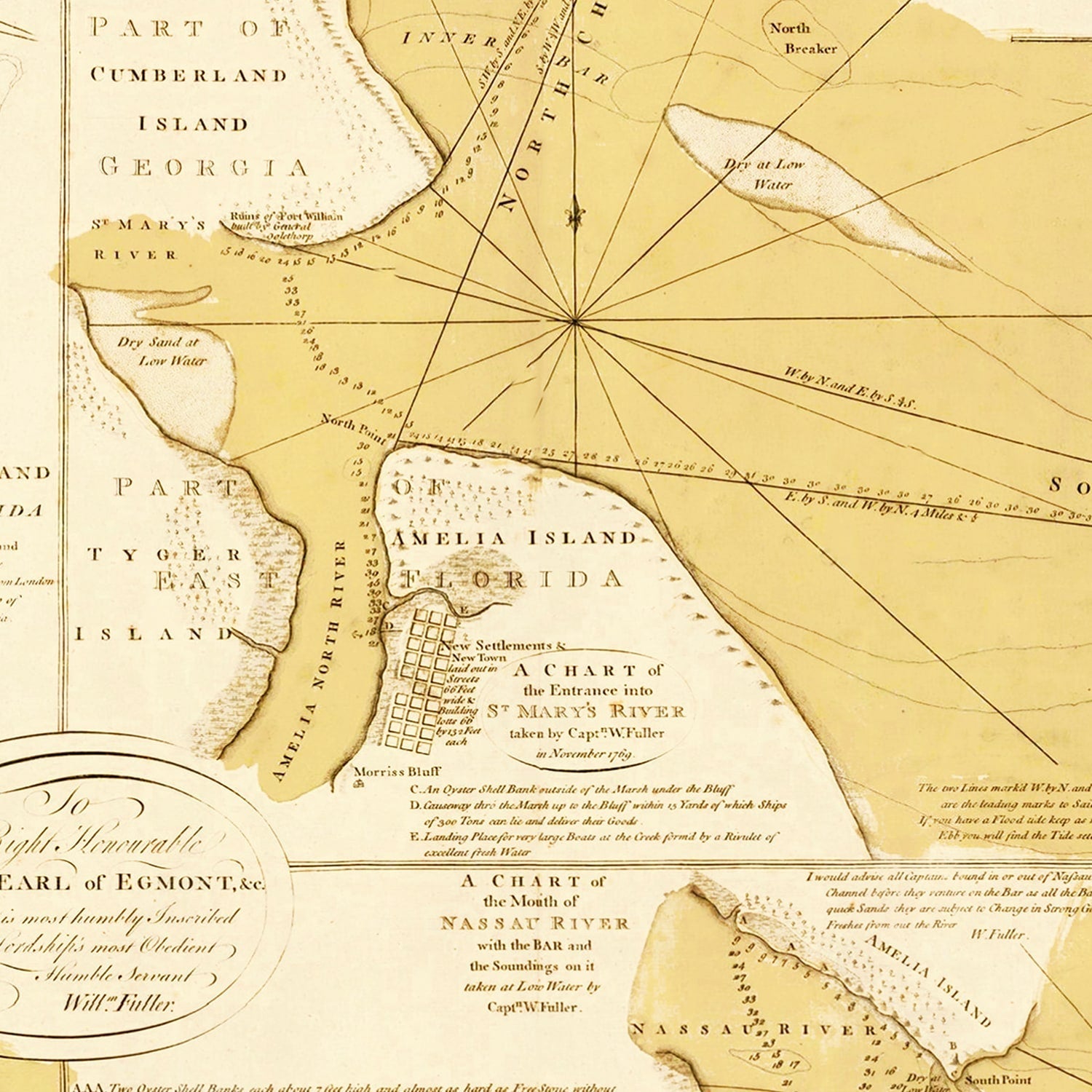 Vintage Map of Amelia Island, 1770