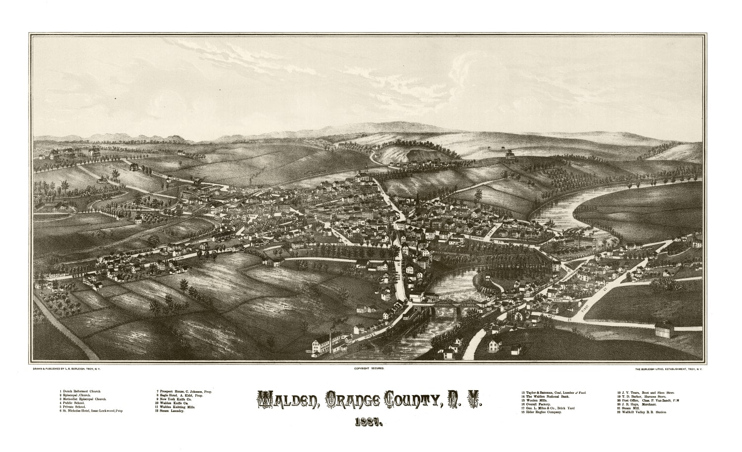Vintage Map of Walden, New York 1887