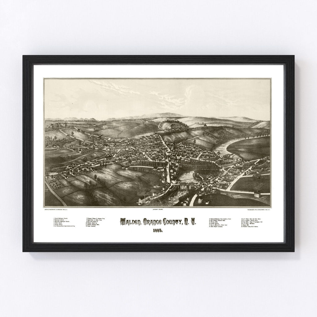 Vintage Map of Walden, New York 1887