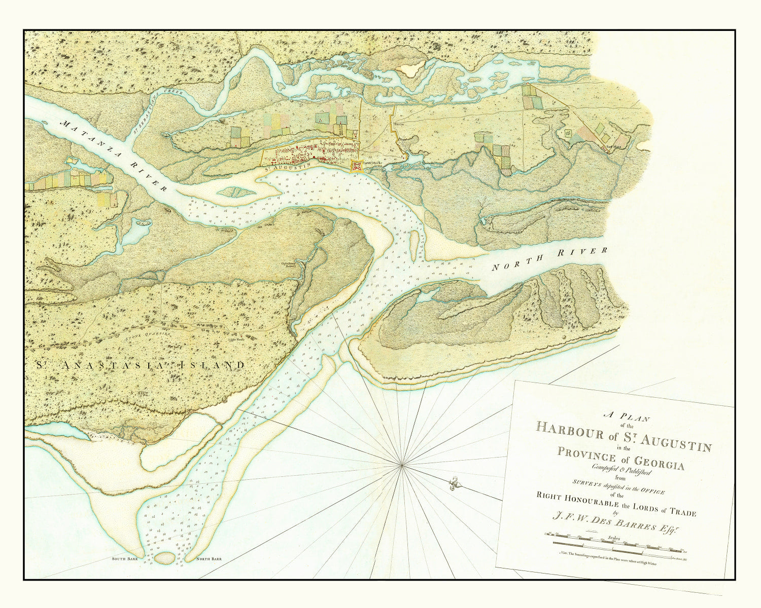 Vintage Map of St. Augustin Harbor, 1780