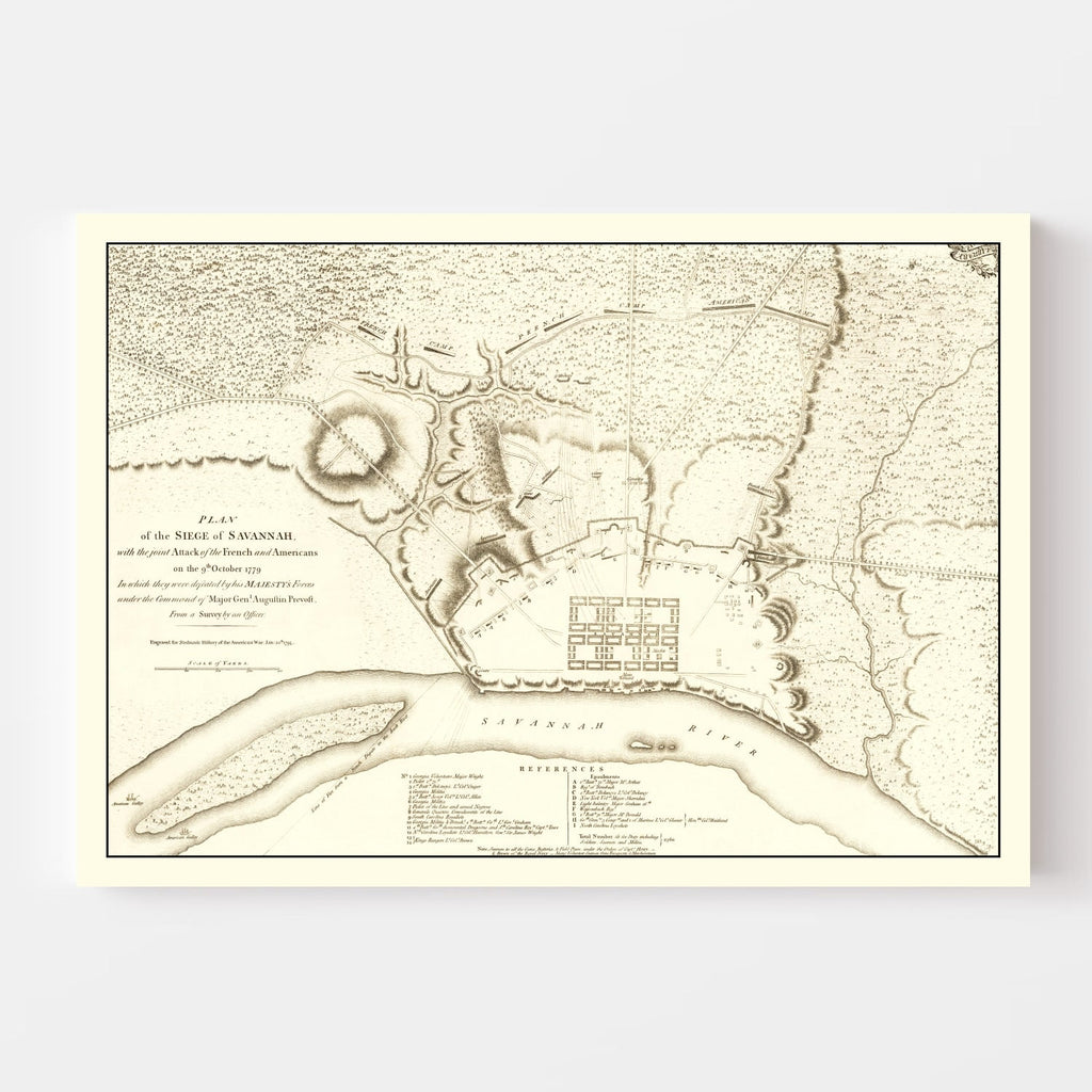 Vintage Map of the Siege of Savannah, 1794