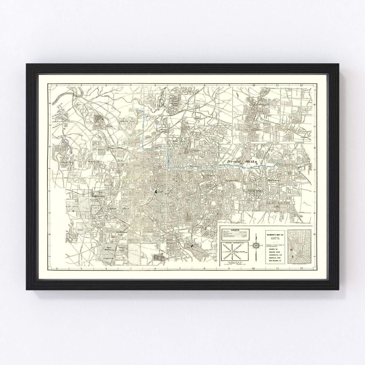 Vintage Map of Atlanta, Georgia 1947