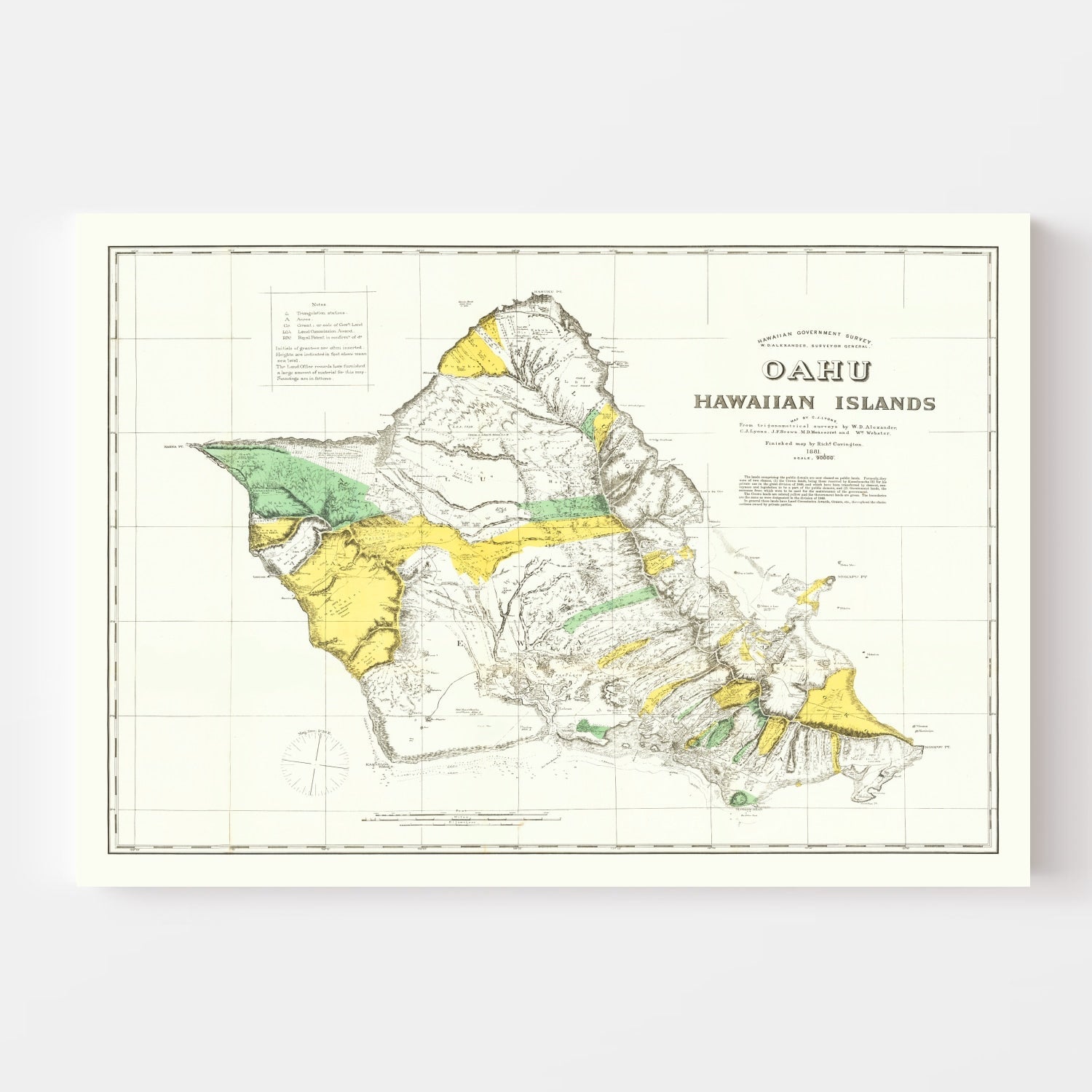 Vintage Map of Oahu, 1881
