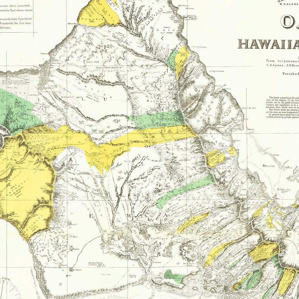 Vintage Map of Oahu, 1881