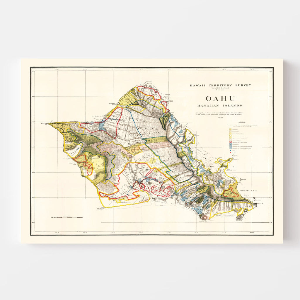 Vintage Map of Oahu, 1902