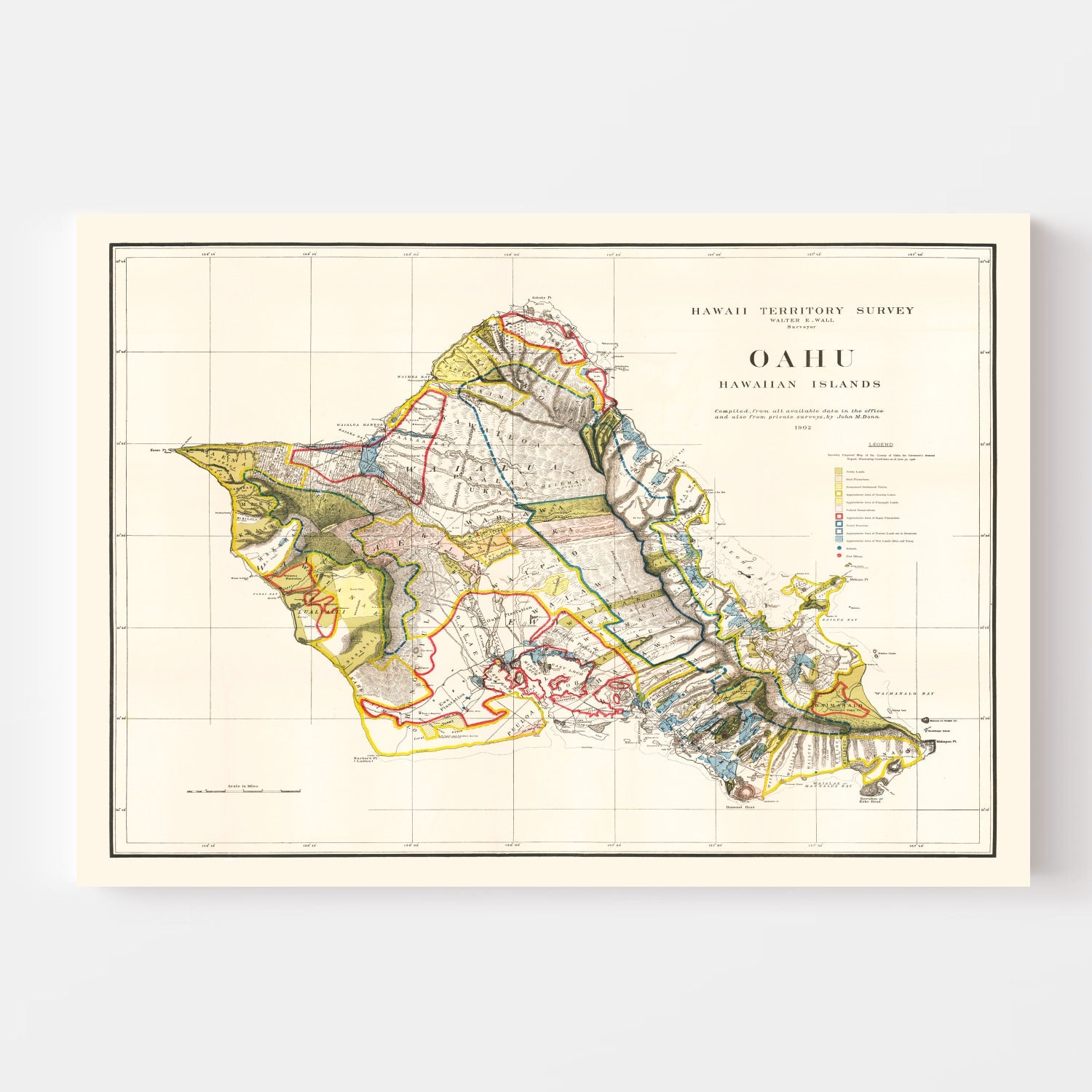 Vintage Map of Oahu, 1902