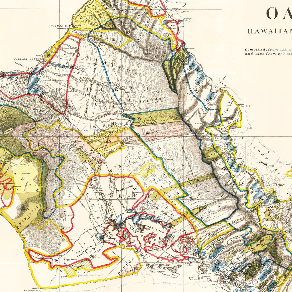 Vintage Map of Oahu, 1902