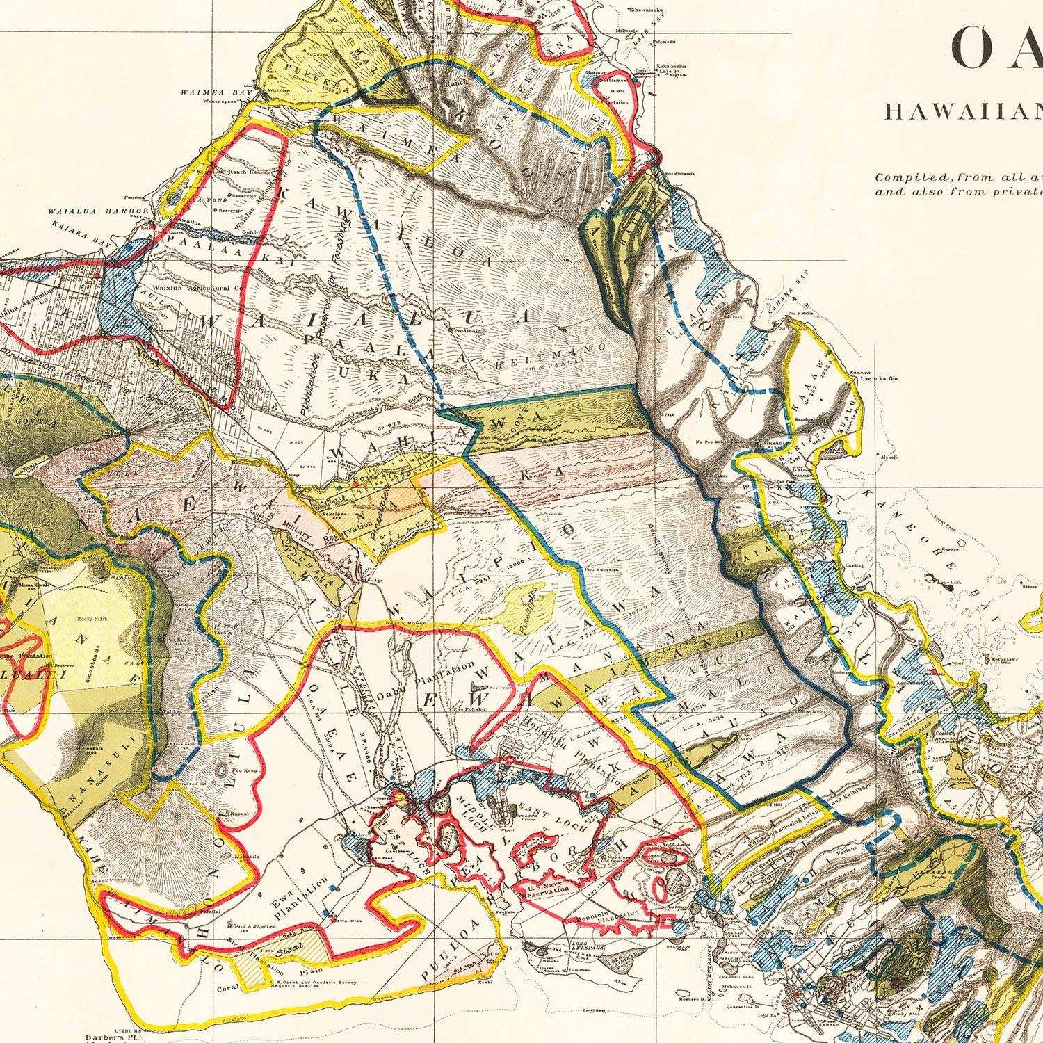 Vintage Map of Oahu, 1902