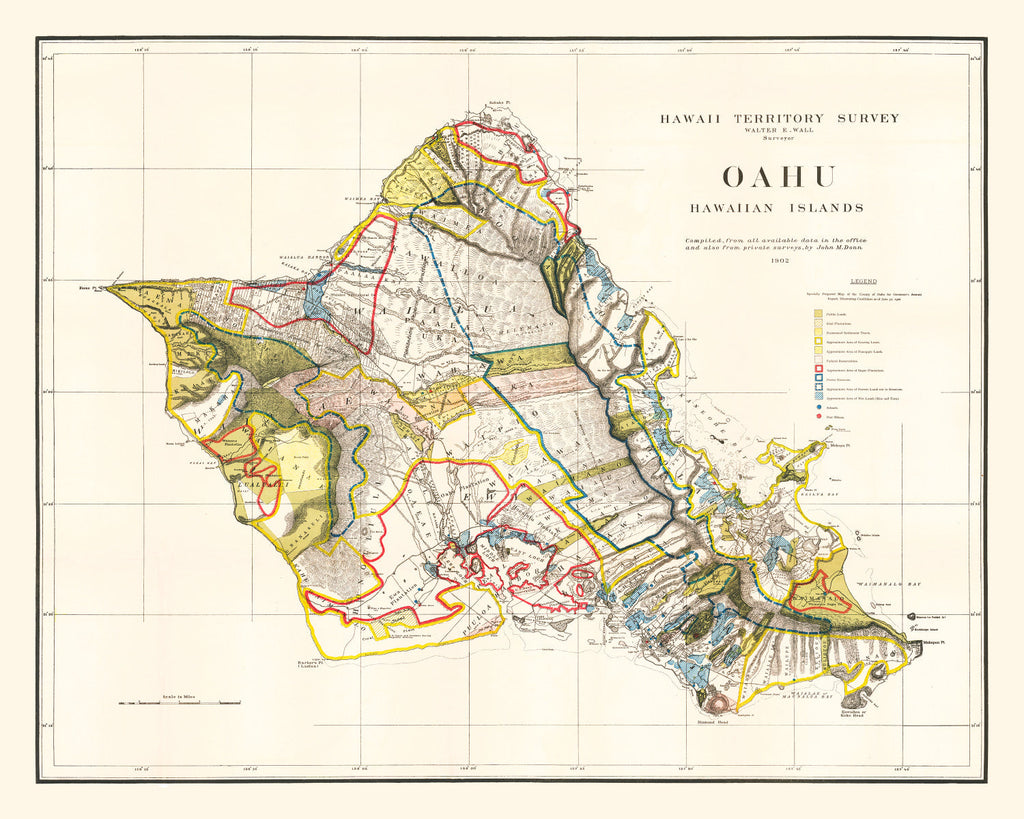 Vintage Map of Oahu, 1902