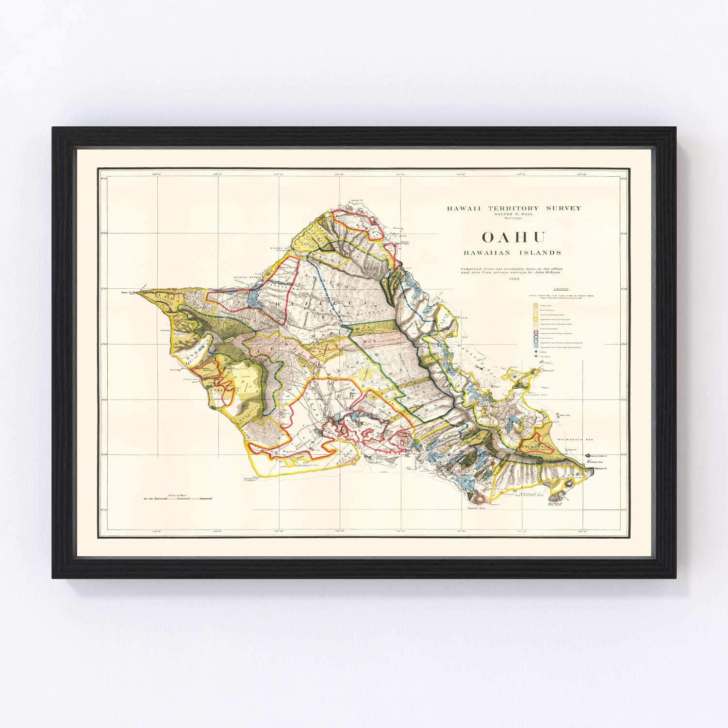 Vintage Map of Oahu, 1902