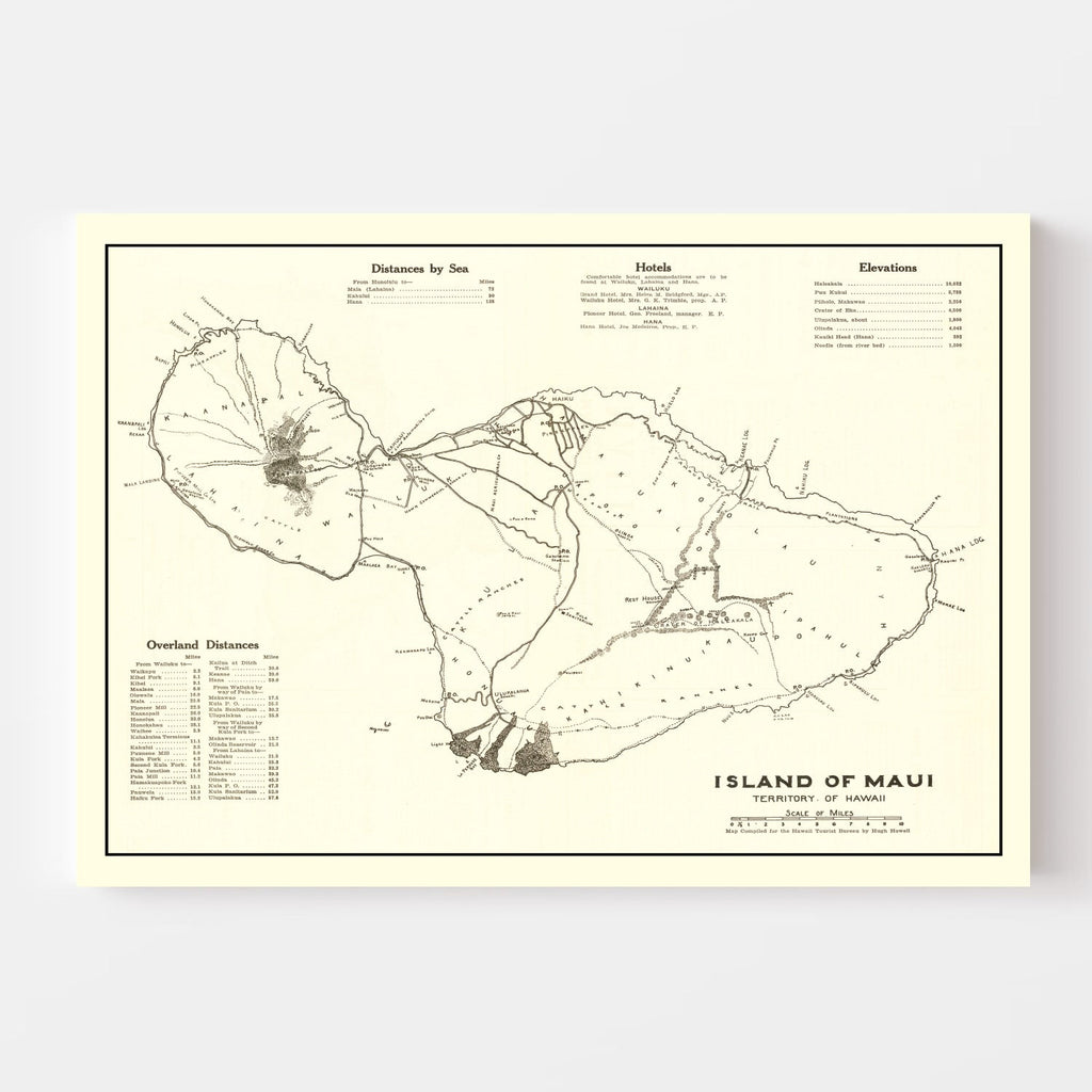 Vintage Map of Maui, 1924