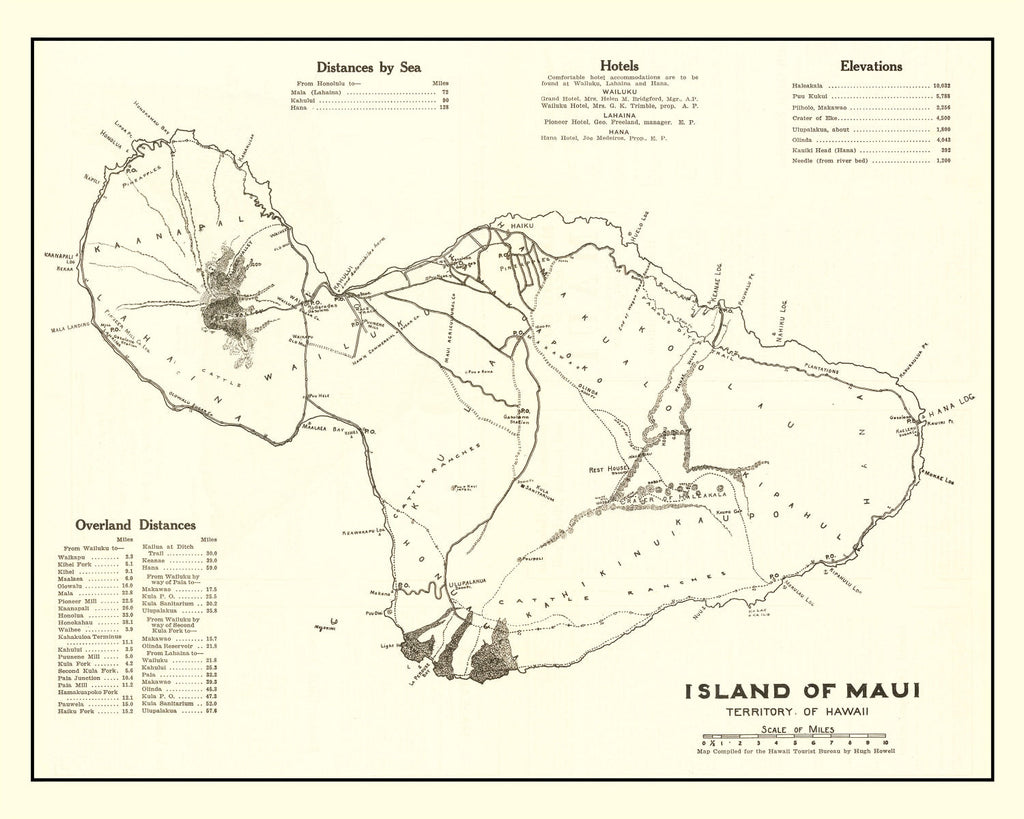 Vintage Map of Maui, 1924