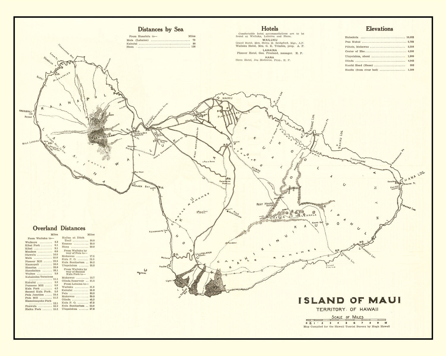 Vintage Map of Maui, 1924