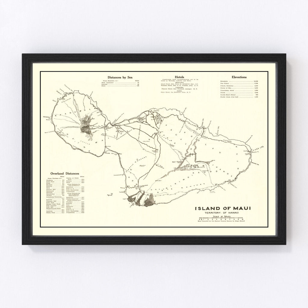 Vintage Map of Maui, 1924
